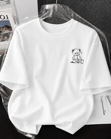 Women's Cute Teddy Bear Graphic T-Shirt, 100 Percent Cotton Summer Tops, Top For Woman For Casual Wear, Going Out Top Women - Little Bear(White) - 查看 14
