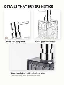 Geometric Square Soap Dispenser, 320ml / 10oz Countertop Liquid Soap Pump Bottle With -Look Pump, Clear Or Smoky Bathroom Vanity Soap Dispenser For Kitchen Sink, Guest Washstand And Modern Home Decor - Multicolor - View 8