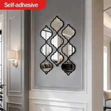 1set Of 12/4pcs Moroccan Artistry Illuminated Mirror - An Ornate Wall Accent For Bathroom Vanity Or Living Room, Creating A Statement Backdrop With Light - A - View 12