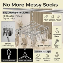 Tendedero multifuncional con múltiples pinzas para calcetines, ropa interior y ropa, para balcón y baño, organizador de almacenamiento, percha de lavandería portátil para interior y exterior, plegable, extensible y diseño ahorrador de espacio, accesorio esencial para el hogar - Ver 6