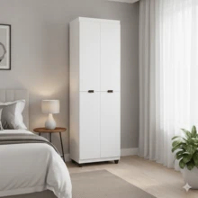 Clean Multipurpose Cabinet With 4 Doors And 6 Shelves, Organizer For Laundry Room, Bedroom, And Kitchen. - White - View 2
