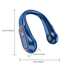 Ventilador de cuello recargable por USB, ventilador de cuello portátil de 5 velocidades con pantalla LED de batería y velocidad, batería recargable integrada de 1200mAh, tiempo de carga de 1-2 horas, tiempo de uso de 1-3 horas - Verde: indicador de nivel de batería. - Ver 3