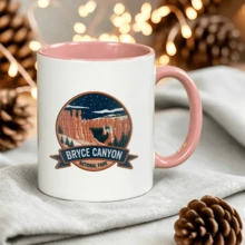 Taza de café con diseño paisajístico del Parque Nacional Bryce Canyon asa rosa taza de cerámica taza de viaje estética minimalista regalo asequible taza de té - Rosa - Ver 1