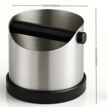 1pc Stainless Steel Espresso Coffee Knock Box With Rubber Ring, Anti-Slip Slanted Coffee Grounds Collection Box - Multicolor - View 5
