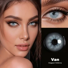 Lalens 1 paire de lentilles de contact colorées grises 14,2 mm, lentilles souples annuelles en hydrogel NVP HEMA, teneur en eau 38 %, respirantes, effet grands yeux amélioré pour maquillage, sorties quotidiennes, rendez-vous, vacances, événements, Halloween, costumes et cosplay - Van Grey - Voir 3