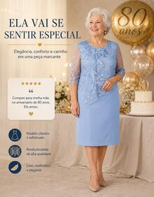 Party Dress Lady Plus Size Godmother Elderly Mothers Grandmother Casual Elegant Gold Silver Wedding Gold Lace Two Pieces Dress + Lace Blouse Overlay Comfortable Luxury Premium Quality - 藍色 - 查看 4