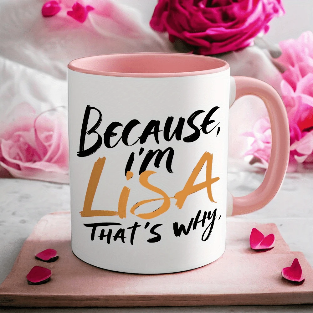 Taza de café con tipografía y cita personalizada, estilo minimalista, de cerámica, resistente y apta para lavavajillas. Idea de regalo de cumpleaños perfecta y asequible. - Rosa - Ver 1