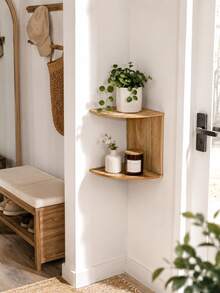 1pc Wall Mount Corner Shelf Multi-Tier Floating Storage Rack For Indoor Corners. It Can Be Used As Display Bracket, Plant Stand And Small Item Organizer. Suitable For Bedroom, Living Room, Balcony, Bay Window And Entryway. - Multicolor - View 7