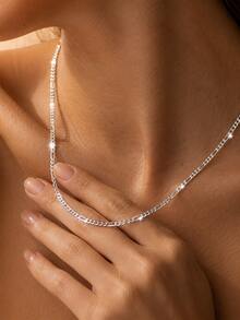 FOREVER QUEEN 925 Sterling Silver Solid Italian Figaro Chain Necklace, Gift Box Included, Unisex - Silver - View 2