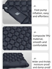 Double Inflatable Sleeping Pad Air Mattress, Fast Automatic Inflation, Outdoor Camping Foot Pump Air Mattress, Portable TPU Moisture-Proof Mat, Camping Tent Inflatable Pad With Built-In Pneumatic Pump - Multicolor - View 5