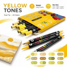 Marcadores acrílicos premium con tinta de pigmento de alta densidad, secado rápido y a prueba de manchas. Perfectos para usar en madera, cerámica, lienzo, metal y plástico. Puntas duraderas adecuadas para líneas finas y relleno de áreas grandes. Colores vibrantes, ideales para manualidades personalizadas y creaciones artísticas. - 1/Juego - Ver 17