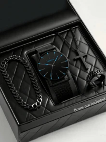1pc Men's New Geneva Fashion Casual Minimalist Business Quartz Watch Suitable For Daily Wear - Blue - View 1