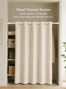 Telescopic No-Drill Spring Tension Curtain Rod, Adjustable Metal Rod For Windows, Closets, Bathrooms, Shower Curtains - White 1pc - View 4