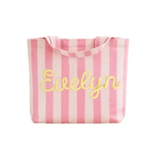 1pc Personalized Name Striped Beach Tote Bag, Customized Name Summer Pool Handbag, Large Capacity Vacation Shopping Shoulder Bag, Suitable For Travel And Daily Use, Monogrammed - Multicolor - View 4