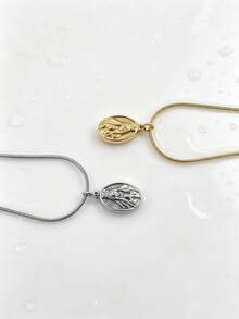 1pc Casual Stainless Steel Gold-Plated Double-Sided Wearable Portrait Geometric Pendant Necklace Men's Daily Holiday Accessory - Silver - View 3