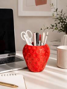 Cute Strawberry Room Decor Makeup Brush Holder Vanity Storage Cup Aesthetic Bedroom Decor Cosmetic Organizer Desktop Decoration Beauty Lover Gift - New Product - View 8