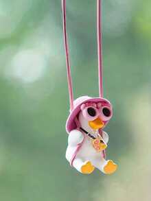 Gantungan Kaca Spion Mobil Bebek Kuning Mini Kawaii, Dekorasi Gantung Bebek Gitar yang Menggemaskan untuk Kaca Spion Kendaraan, Hadiah Liontin Interior Mobil yang Estetis dan Lucu - A - View 4