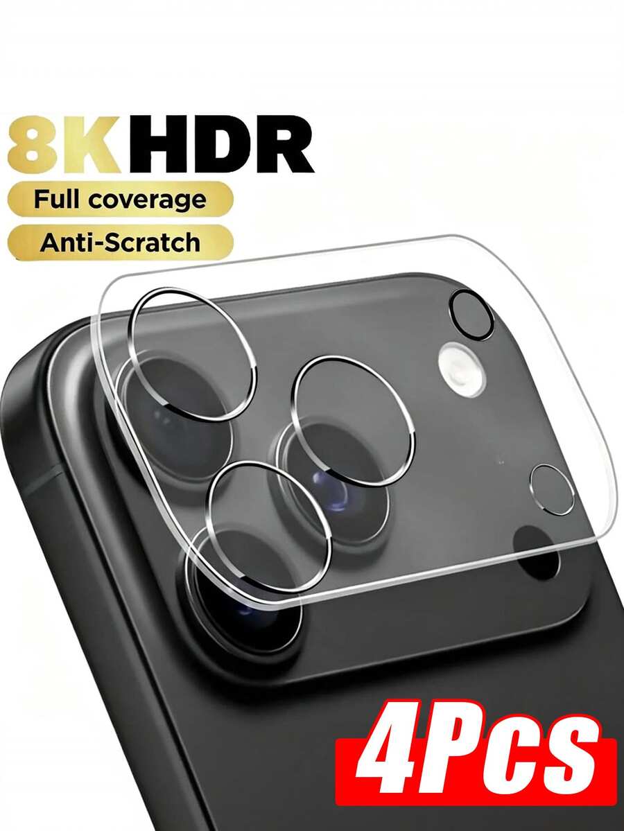 4入組 HD 鋼化玻璃相機鏡頭保護貼,適用於 iPhone 17 Pro Max/17 Air/17/16/15/14 Pro Max/14 Plus,防刮全覆蓋相機鏡頭保護殼手機配件 - 無色 - 查看 1
