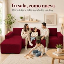 AMOROSA Universal Elastic Sofa Cover For L-Shaped Sofas (2 Pieces) Adjustable Cover For Split And Corner Sofas, Washable Non-Slip Protector For Living Room - Wine - 酒紅色 - 查看 5
