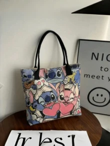 Disney 迪士尼授權 Lilo & Stitch Angel 親吻圖案背包，可愛天藍色大容量尼龍書包，青少年女孩休閒日常旅行雙肩包 - 彩色 - 查看 11