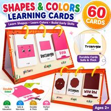 60 PIEZAS Tarjetas de Formas & Colores – Aprende Formas y Colores Tarjetas para Niños – Recurso de Educación Temprana para Preescolar & Jardín de Infantes – Suministros para Maestros – Ayudas de Enseñanza para el Hogar - Multicolor - Ver 1