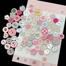 5/15/25/30Pcs Rhinestone Cartoon Shaped Buttons Mixed Pack, Resin Buttons, DIY Handmade Decoration Accessories, Pearlescent Texture Shirt Cardigan Sweater Versatile Buttons Random Styles - Multicolor - View 11
