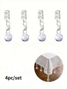 1-4pcs Crystal Glass Tablecloth Clips With Stainless Steel Clamps, Decorative Transparent Curtain Weights, Suitable For Home Dinner, Kitchen/Dining Room/Home/Garden Decor, DIY Tablecloth Decoration Hanging Accessories Set - Multicolor - View 10