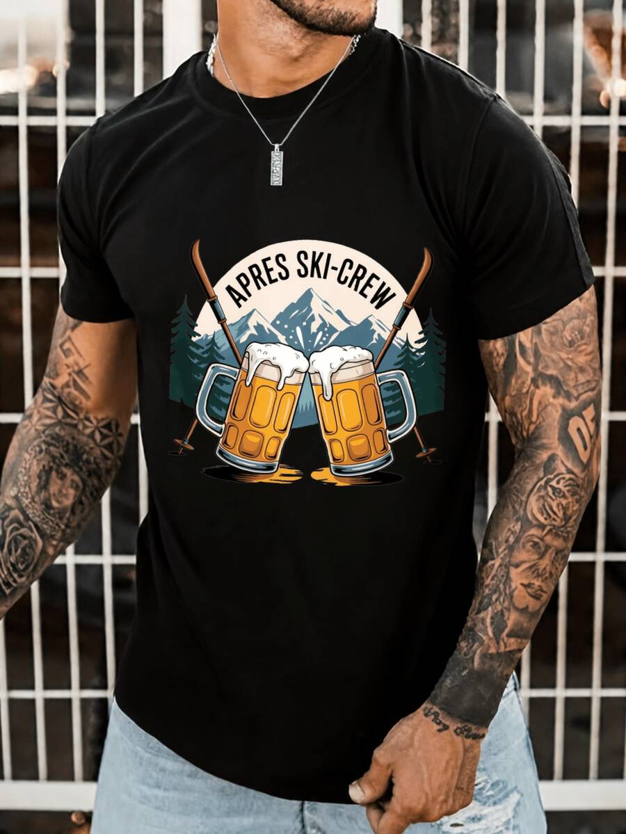 APRES SKI CREW Nueva sudadera con capucha grande de otoño e invierno, estilo versátil para hombres, con forro de felpa, de primavera y otoño, TALLA GRANDE - Negro - Ver 1