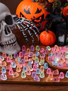 100/50/20/10/1pc Glowing Mini Ghost, Fun Decorative Gift For Halloween Party, Suitable For Theme Party, DIY Party Decoration Accessories, Tabletop Decor, Garden Decor - Multicolor - View 9