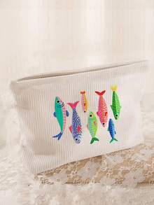Colorful Sardine Theme Makeup Bag | Colorful Fish Print Cosmetic Storage Bag | Zippered Summer Travel Organizer | Travel Essential | Poolside Companion | Toiletry Bag | Pool Storage Bag | Suitable For Gifts To Best Friends, Moms, Friends | Summer Beach Bag | Home Essential | Easy-To-Clean Design | Portable Makeup Box - Multicolor - View 8