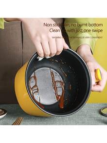 SOKANY Olla Eléctrica Mini, Olla Portátil Antiadherente, Cocción Rápida, Potencia Ajustable, Adecuada para Dormitorio, Esencial de Cocina - Amarillo - Ver 4