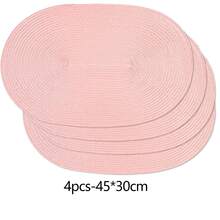 Alas Piring Anyaman Oval 12*18 Inci, Tatakan Gelas 4,72 Inci, Tersedia Berbagai Warna, Bahan Plastik, Dapat Dicuci, Alas Meja Isolasi Panas, Tatakan Gelas, Alas Vas, Dekorasi Meja, Cocok Untuk Pernikahan, Pesta Liburan, Dapur, Natal, Dekorasi Pesta Tahun Baru - Baby Pink - View 12