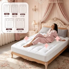 Cooling Mattress Cover, Breathable Fluffy Mattress Topper With 8-21" Deep Pocket-Machine Washable -RV, Bed, Sofa/Couch -Ultimate Summer Gift For Family, Home -Twin/Full/Queen/King Size, An Ideal Choice For Summer Bedroom Mattresses. - Ash Checker - View 7