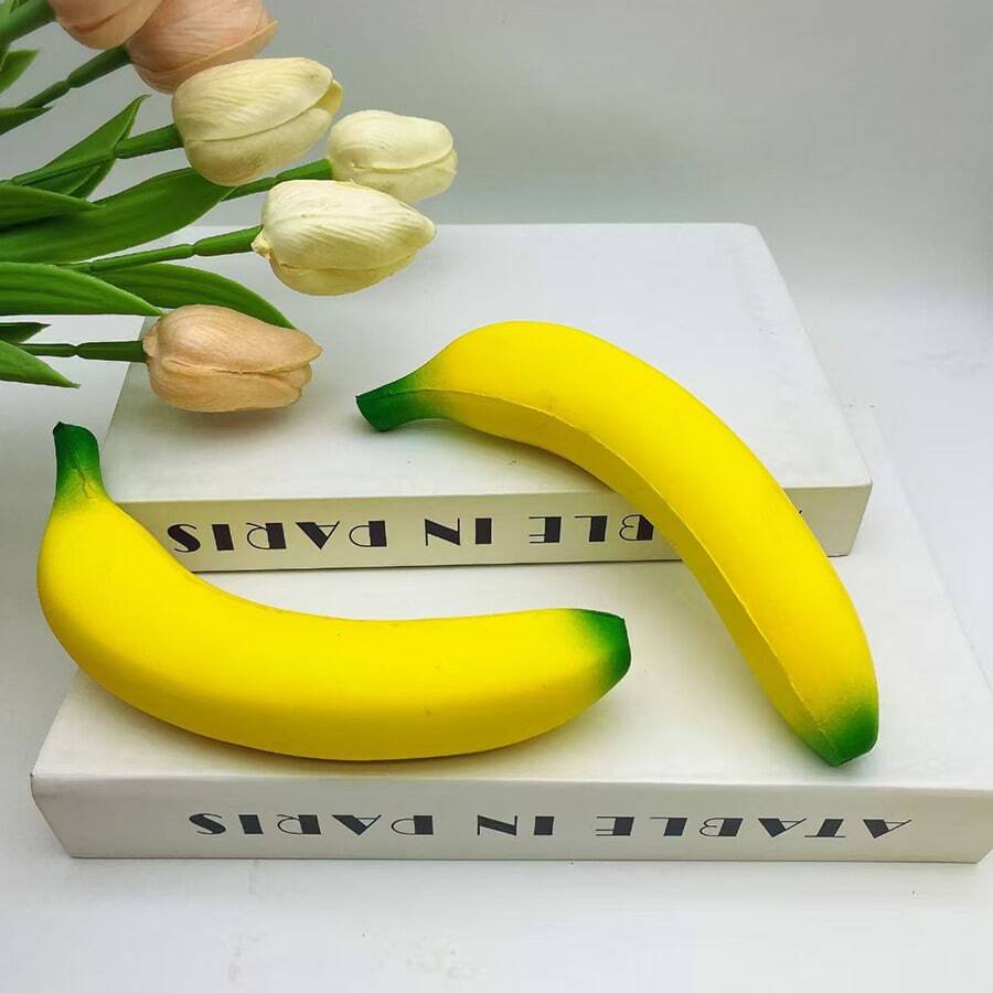 6.7 X 1.4 Inch Soft PU Foam Banana Squeeze Toy - Lightweight Fidget Toy For Adults, Novelty Desktop Accessory And Relaxation Tool - Yellow - View 1