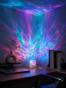 1pc Cylindrical Water Ripple Projection Lamp, Colorful Ocean Wave Light Night Light | Suitable For Bedroom, Bedside, Dorm, Room Decor | USB Powered - Multicolor - View 7