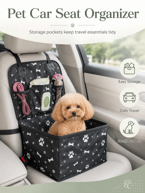 Aesthetic Pet Supplies With Cute Paw Prints Patterns To Hold Puppies Washable Puppy Keep For Car Owners Modern Dog Car Seat Perfect For Backseat Stable Booster Cushion Basket Accessories
