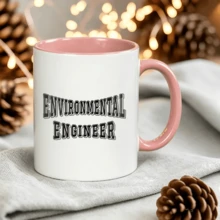 Taza de café profesional de cerámica con diseño tipográfico de ingeniería ambiental para oficina o escritorio. Taza minimalista y estética. Regalo de cumpleaños asequible. - Rosa - Ver 5