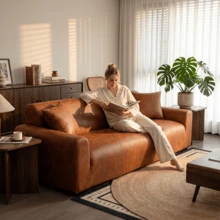Stretch Sofa Cover, Solid Color Couch Slipcover, Machine Washable Furniture Protector With Non-Slip Strips, Elastic Sofa Cover For Living Room, Bedroom, Dining Room, Fits 1-4 Seater Sofas, All Season - Orange-red - View 8