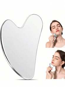 1pc Stainless Steel Heart-Shaped Facial Massage Tool, Portable Muscle Relaxation Massage Board, Stainless Steel Facial Gua Sha Tool, Facial Massage Tool, Soft Metal Gua Sha Tool For Reducing Facial And Body Puffiness, Beauty Gua Sha Tool For Body, Eye And Neck Massage, Valentine's Day Gift, Holiday Supplies, Massage - View 5