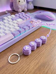1個個性化姓名鑰匙圈，機械鍵盤喀噠聲紓壓玩具，ASMR Cherry MX 軸吊飾 - 可彎曲 - 查看 2