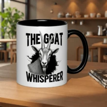 Taza con estampado de cabra de Goat Whisperer Art - Taza de cerámica original  regalo de cumpleaños perfecto - Estética minimalista - Apta para lavavajillas - Negro - Ver 6