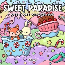 Libro de colorear Sweet Paradise con escenas caprichosas de montaña de caramelos, pastel, postre, zorro & conejo, libro de arte y dibujo antiansiedad y alivio del estrés para mujeres adultas - Dulce paraíso - Ver 2