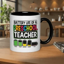 Esta taza de cerámica tiene un divertido diseño de "batería agotada"  lo que la convierte en un regalo ideal para profesores. Su diseño original y único la hace una opción asequible para cumpleaños o el Día del Maestro. - Negro - Ver 6
