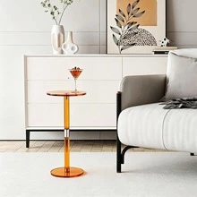 Acrylic Drink Table Suitable For Small Spaces, Modern Round Coffee Table, Sturdy Acrylic Coffee Table Suitable For Living Room And Bedroom (9.8 Inches X7.87 Inches X21.2 Inches, Transparent) - Multicolor - View 9