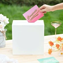 Acrylic White Card Slot Box, Thickened DIY Wedding Box (Blank Without Pattern), Suitable For Banquet Decoration, Fundraising Box, Voting, Graduation Souvenir, Party Gift - White - View 3