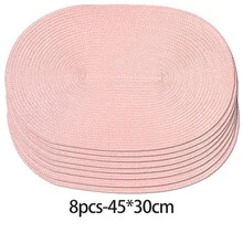 Alas Piring Anyaman Oval 12*18 Inci, Tatakan Gelas 4,72 Inci, Tersedia Berbagai Warna, Bahan Plastik, Dapat Dicuci, Alas Meja Isolasi Panas, Tatakan Gelas, Alas Vas, Dekorasi Meja, Cocok Untuk Pernikahan, Pesta Liburan, Dapur, Natal, Dekorasi Pesta Tahun Baru - Baby Pink - View 11