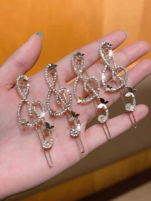 4pcs Elegant Women's Hair Clips, Exquisite And Charming, Sparkling Rhinestones, Musical Note Design, Suitable For Bangs And Messy Hairstyles, Strong Grip - Multicolor - View 5
