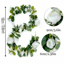 1pc/2pcs 1.8m Silk Fabric Large Peony Vine - White - View 12