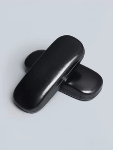 1pc Classic Hard Shell Linen Fabric Glasses Case, Eyewear Storage Box, Optical Frame Case, Women's Glasses Accessories - Black - View 7