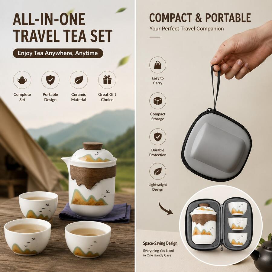 1pc Set {Tea Strainer Teapot Teacup} Multi-Functional Travel Tea Set, Portable Ceramic Teapot With Teacup And Protective Storage Box For Outdoor Adventure - Multicolor - View 1